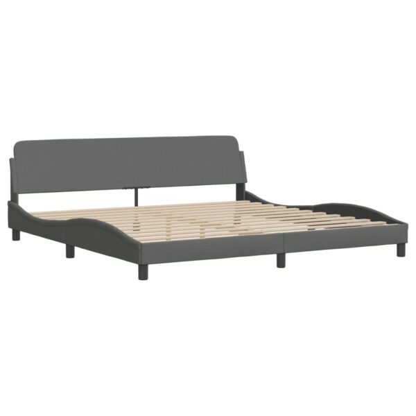 vidaXL Bed Frame with Headboard Dark Gray 76"x79.9" King Fabric - Image 2