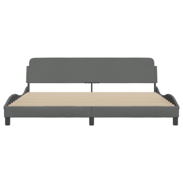 vidaXL Bed Frame with Headboard Dark Gray 76"x79.9" King Fabric - Image 4