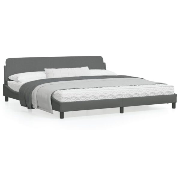 vidaXL Bed Frame with Headboard Dark Gray 76"x79.9" King Fabric