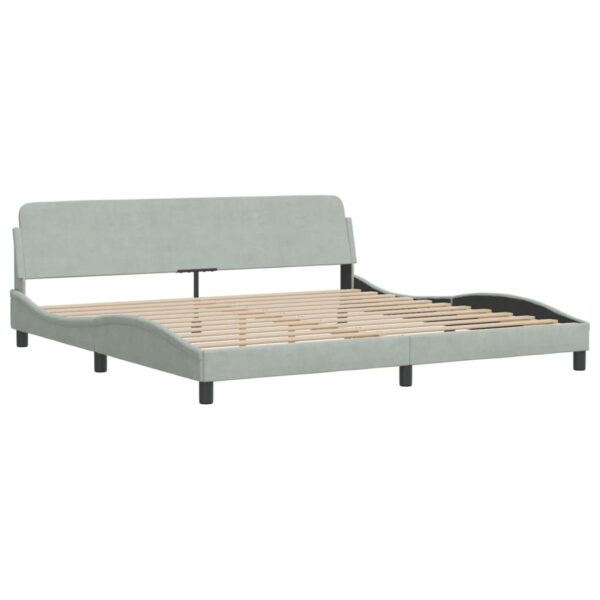 vidaXL Bed Frame with Headboard Light Gray 76"x79.9" King Velvet - Image 2