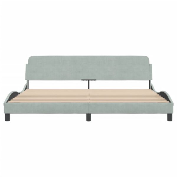 vidaXL Bed Frame with Headboard Light Gray 76"x79.9" King Velvet - Image 4