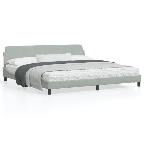 vidaXL Bed Frame with Headboard Light Gray 76"x79.9" King Velvet