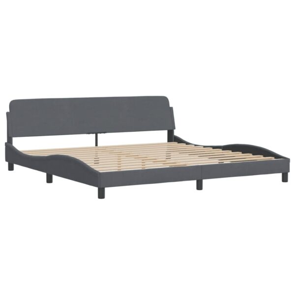 vidaXL Bed Frame with Headboard Dark Gray 76"x79.9" King Velvet - Image 2