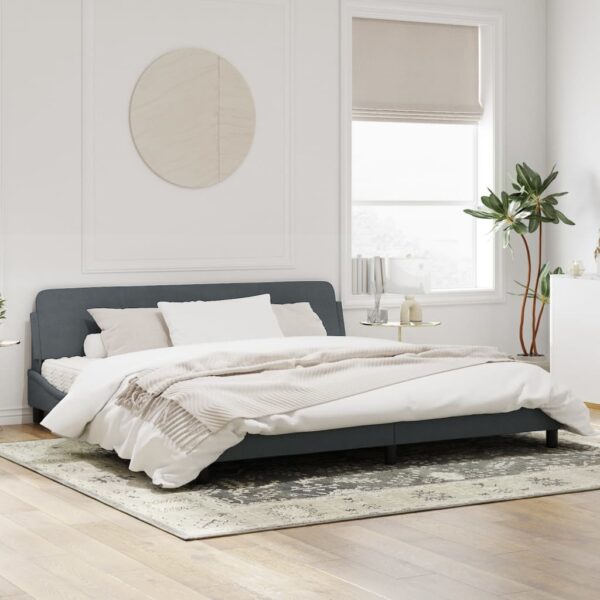 vidaXL Bed Frame with Headboard Dark Gray 76"x79.9" King Velvet - Image 3