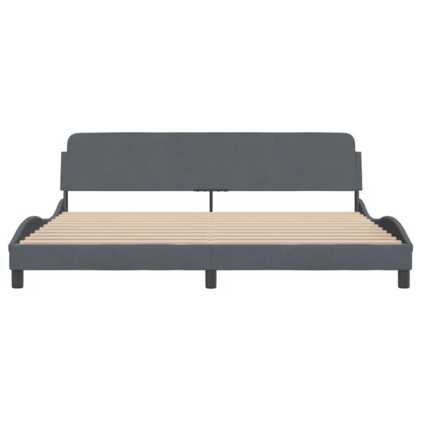 vidaXL Bed Frame with Headboard Dark Gray 76"x79.9" King Velvet - Image 4