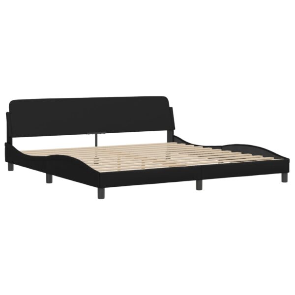 vidaXL Bed Frame with Headboard Black 76"x79.9" King Faux Leather - Image 2