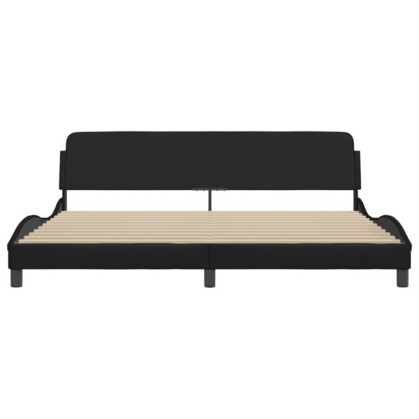 vidaXL Bed Frame with Headboard Black 76"x79.9" King Faux Leather - Image 4