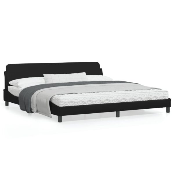 vidaXL Bed Frame with Headboard Black 76"x79.9" King Faux Leather