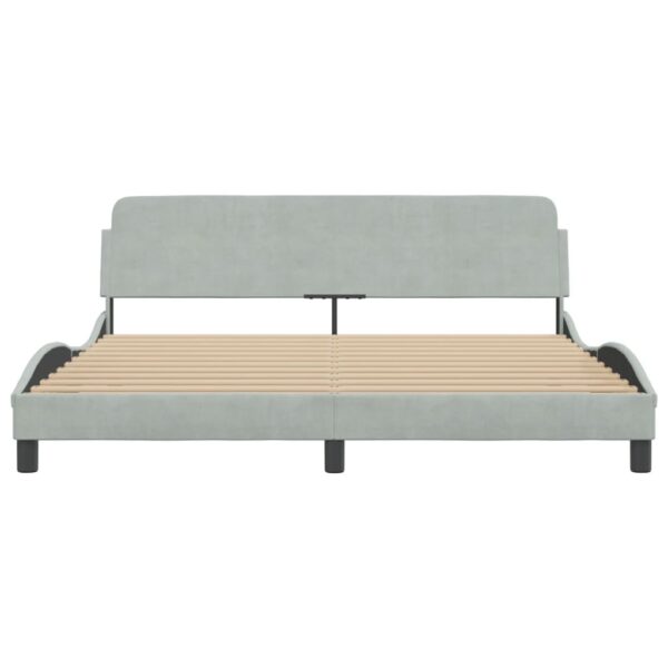 vidaXL Bed Frame with Headboard Light Gray 72"x83.9" California King Velvet - Image 4