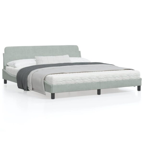 vidaXL Bed Frame with Headboard Light Gray 72"x83.9" California King Velvet