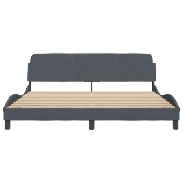 vidaXL Bed Frame with Headboard Dark Gray 72"x83.9" California King Velvet - Image 4