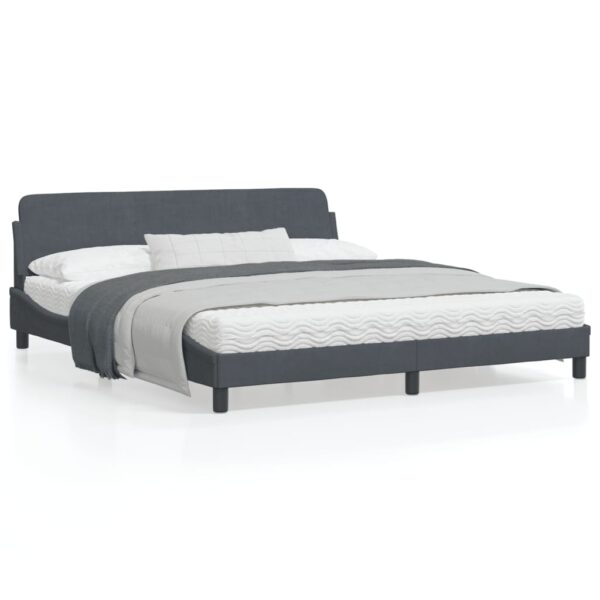 vidaXL Bed Frame with Headboard Dark Gray 72"x83.9" California King Velvet