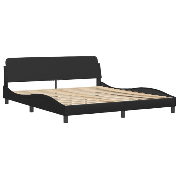 vidaXL Bed Frame with Headboard Black 72"x83.9" California King Faux Leather - Image 2