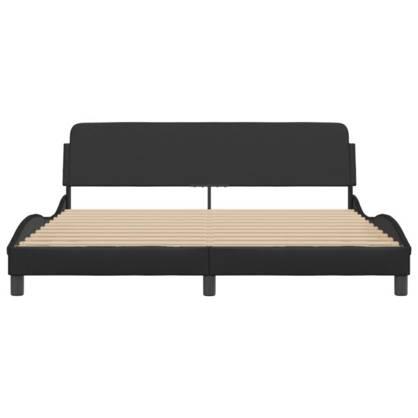 vidaXL Bed Frame with Headboard Black 72"x83.9" California King Faux Leather - Image 4