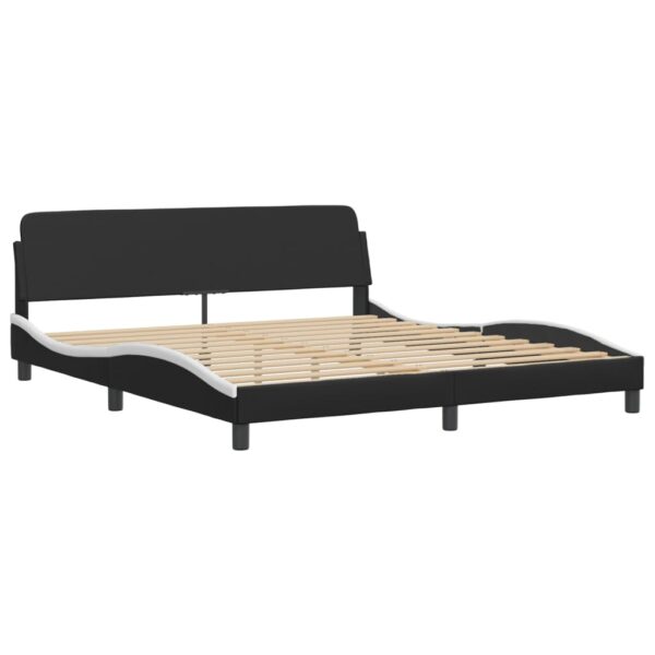 vidaXL Bed Frame with Headboard Black and White 72"x83.9" California King Faux Leather - Image 2