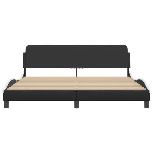 vidaXL Bed Frame with Headboard Black and White 72"x83.9" California King Faux Leather - Image 4