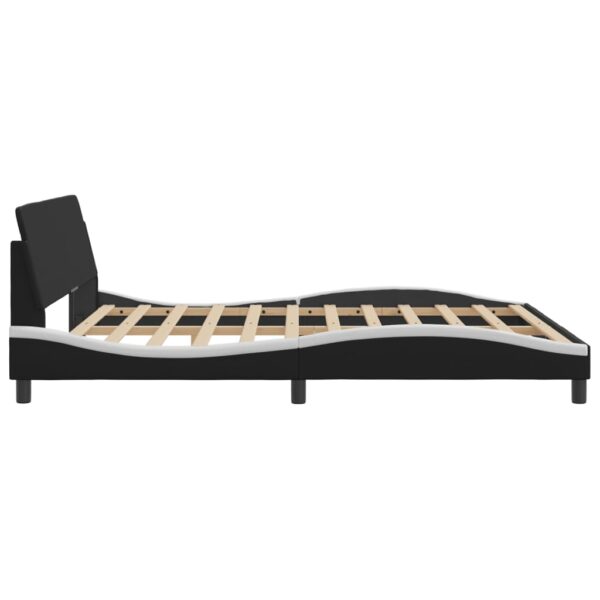 vidaXL Bed Frame with Headboard Black and White 72"x83.9" California King Faux Leather - Image 5