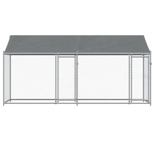 vidaXL Dog Cage with Roof and Doors Gray 13.1'x6.6'x6.6' Galvanized Steel - Image 4