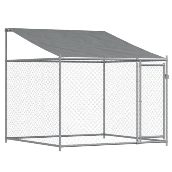 vidaXL Dog Cage with Roof and Doors Gray 13.1'x6.6'x6.6' Galvanized Steel - Image 7