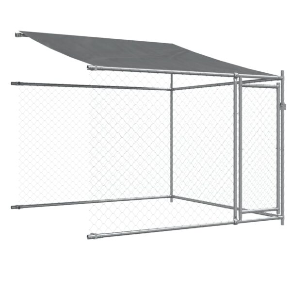 vidaXL Dog Cage with Roof and Doors Gray 13.1'x6.6'x6.6' Galvanized Steel - Image 8