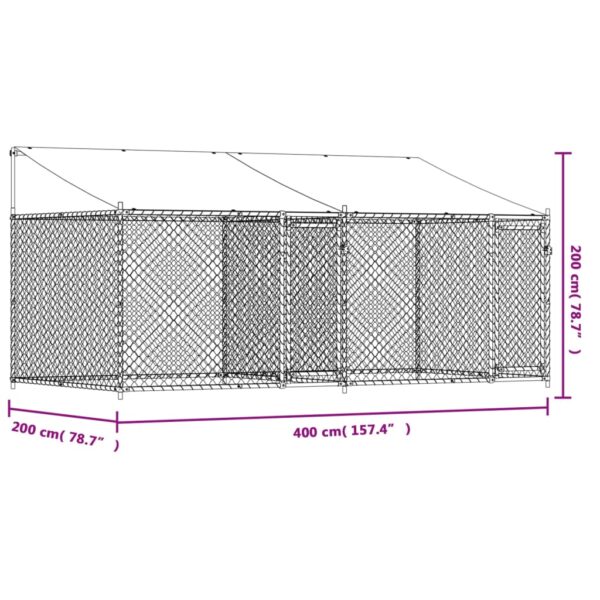 vidaXL Dog Cage with Roof and Doors Gray 13.1'x6.6'x6.6' Galvanized Steel - Image 9