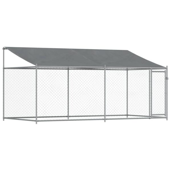 vidaXL Dog Cage with Roof and Door Gray 13.1'x6.6'x6.6' Galvanized Steel - Image 2