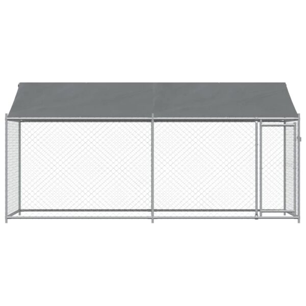 vidaXL Dog Cage with Roof and Door Gray 13.1'x6.6'x6.6' Galvanized Steel - Image 4