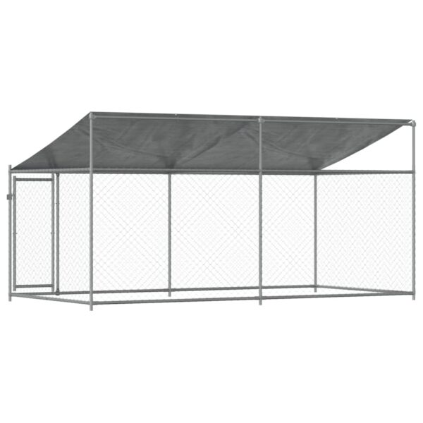 vidaXL Dog Cage with Roof and Door Gray 13.1'x6.6'x6.6' Galvanized Steel - Image 6