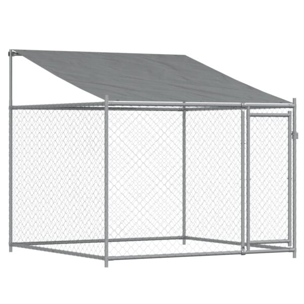 vidaXL Dog Cage with Roof and Door Gray 13.1'x6.6'x6.6' Galvanized Steel - Image 7