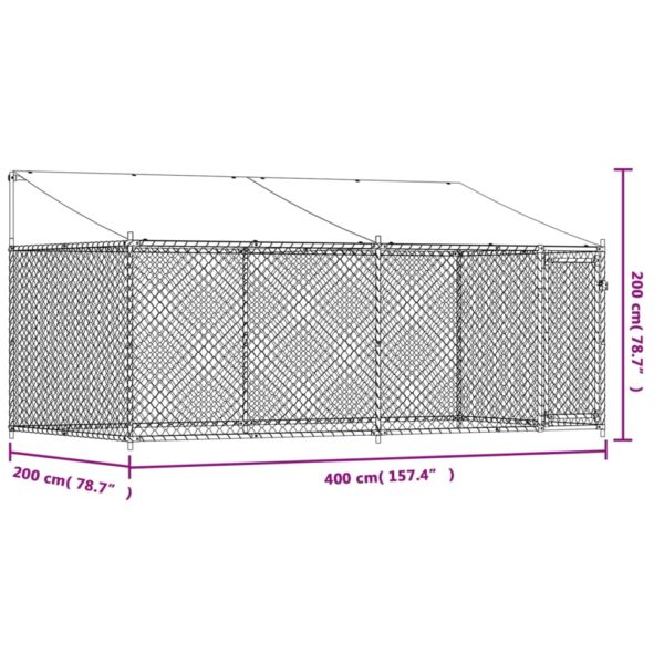 vidaXL Dog Cage with Roof and Door Gray 13.1'x6.6'x6.6' Galvanized Steel - Image 9