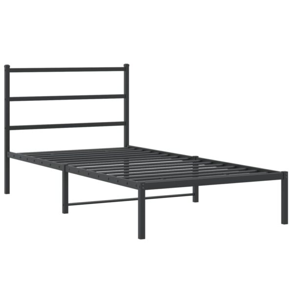 vidaXL Metal Bed Frame with Headboard Black 39.4"x78.7" - Image 2