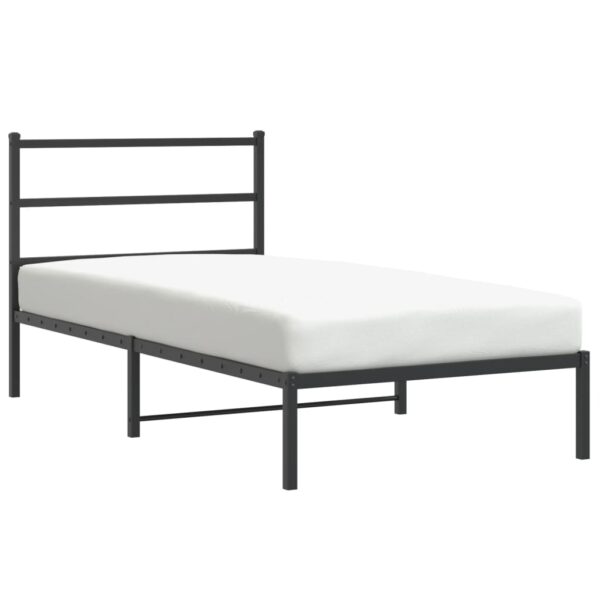 vidaXL Metal Bed Frame with Headboard Black 39.4"x78.7" - Image 4