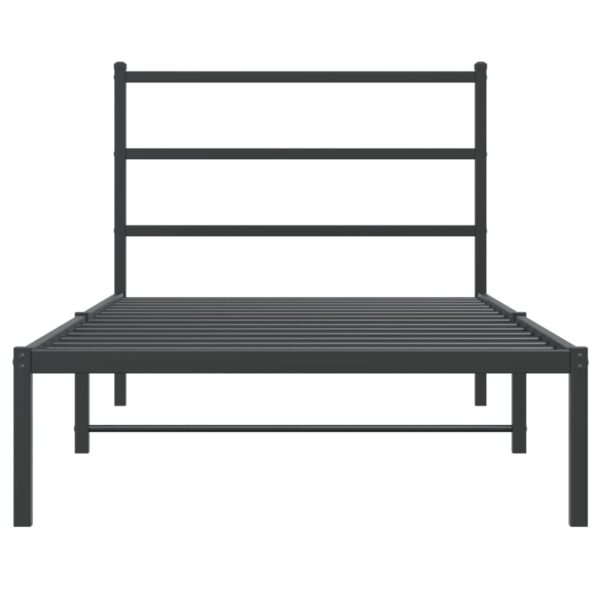 vidaXL Metal Bed Frame with Headboard Black 39.4"x78.7" - Image 5