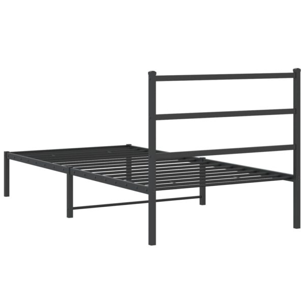 vidaXL Metal Bed Frame with Headboard Black 39.4"x78.7" - Image 7