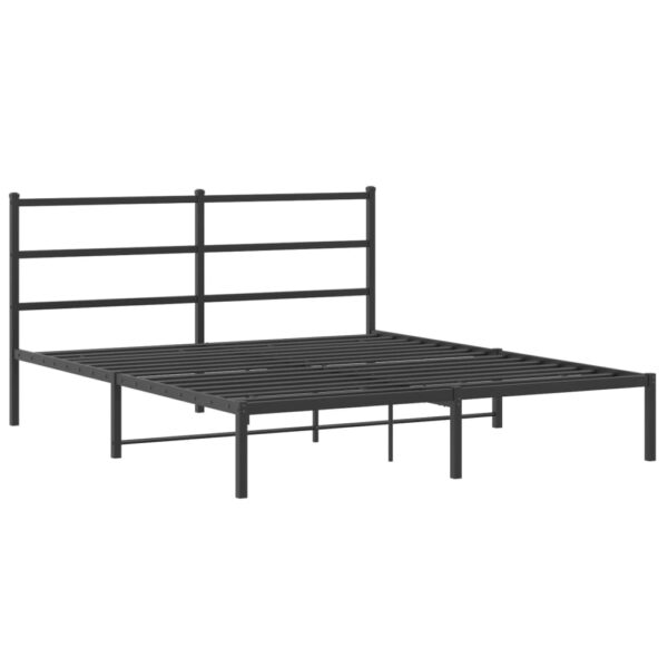 vidaXL Metal Bed Frame with Headboard Black 59.1"x78.7" - Image 2