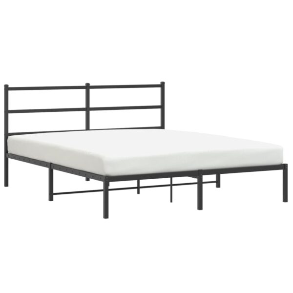 vidaXL Metal Bed Frame with Headboard Black 59.1"x78.7" - Image 4