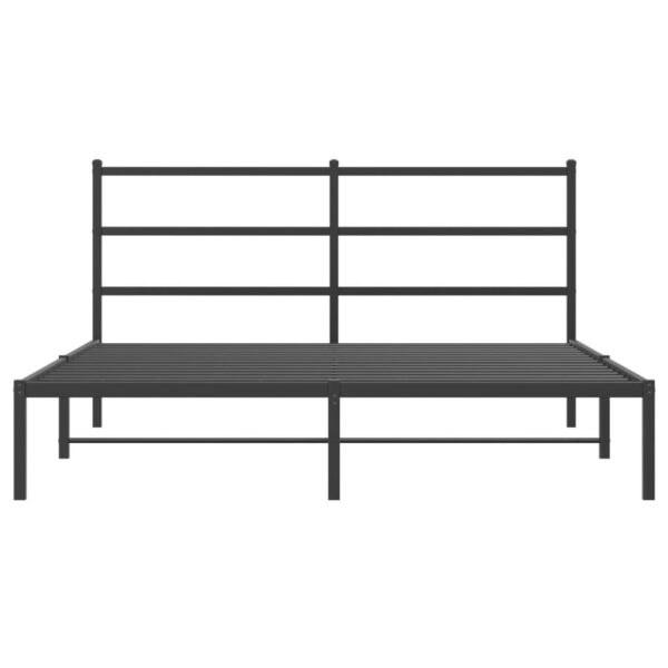 vidaXL Metal Bed Frame with Headboard Black 59.1"x78.7" - Image 5