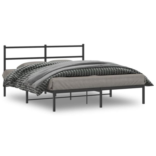 vidaXL Metal Bed Frame with Headboard Black 59.1"x78.7"