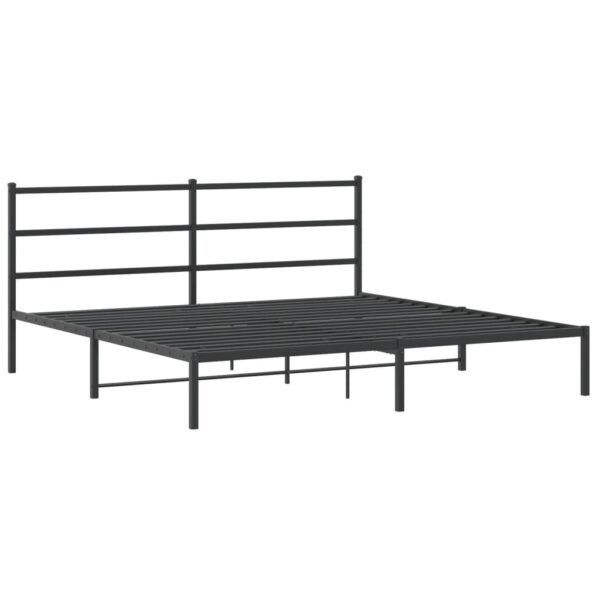 vidaXL Metal Bed Frame with Headboard Black 76"x79.9" King - Image 2