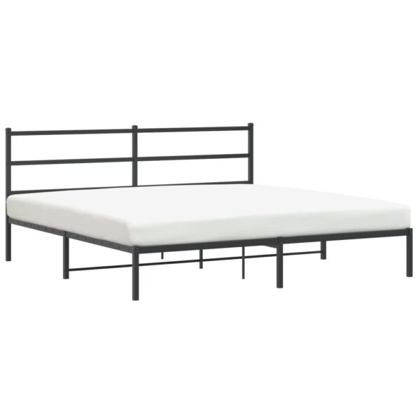 vidaXL Metal Bed Frame with Headboard Black 76"x79.9" King - Image 4