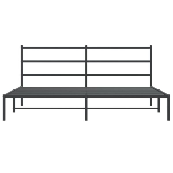 vidaXL Metal Bed Frame with Headboard Black 76"x79.9" King - Image 5