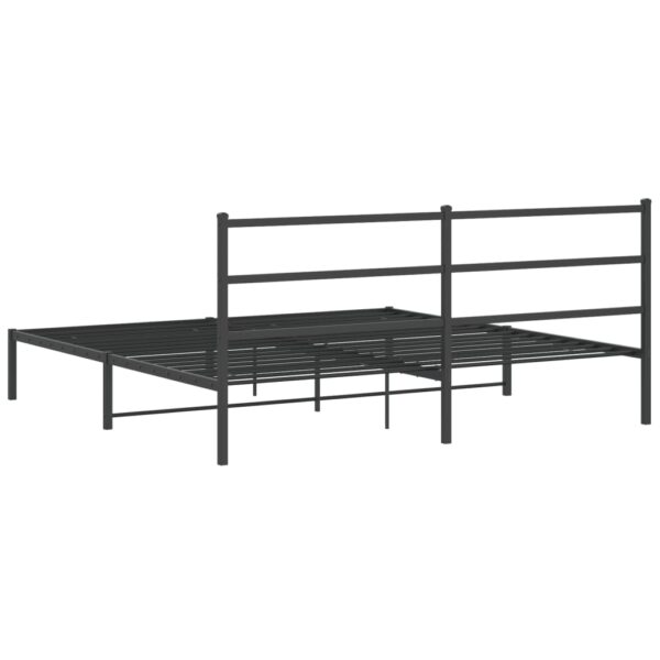 vidaXL Metal Bed Frame with Headboard Black 76"x79.9" King - Image 7