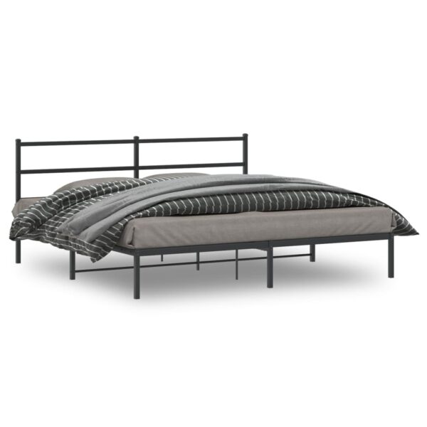 vidaXL Metal Bed Frame with Headboard Black 76"x79.9" King