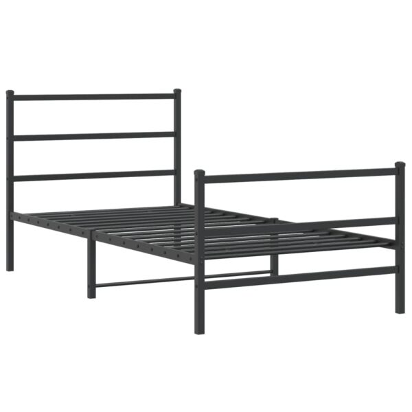 vidaXL Metal Bed Frame with Headboard and FootboardÂ Black 39.4"x78.7" - Image 2