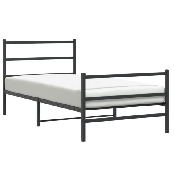 vidaXL Metal Bed Frame with Headboard and FootboardÂ Black 39.4"x78.7" - Image 4