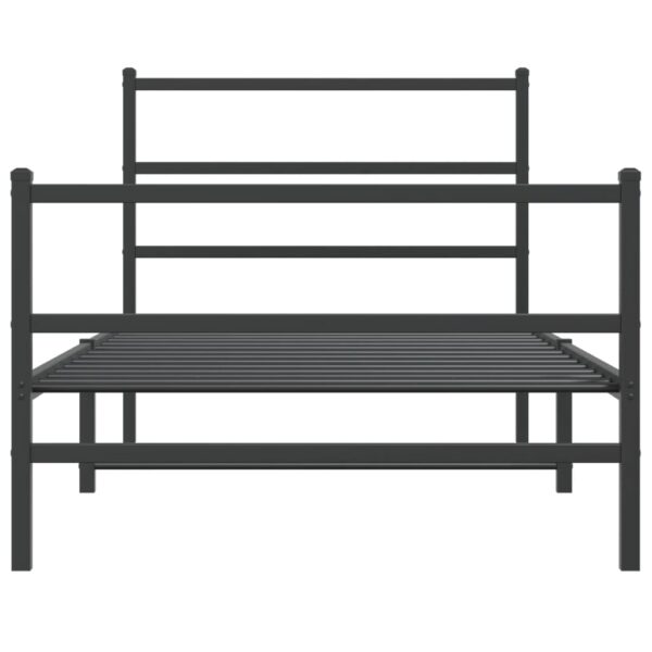 vidaXL Metal Bed Frame with Headboard and FootboardÂ Black 39.4"x78.7" - Image 5