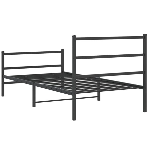 vidaXL Metal Bed Frame with Headboard and FootboardÂ Black 39.4"x78.7" - Image 7