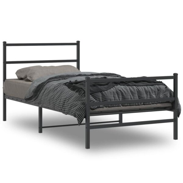 vidaXL Metal Bed Frame with Headboard and FootboardÂ Black 39.4"x78.7"