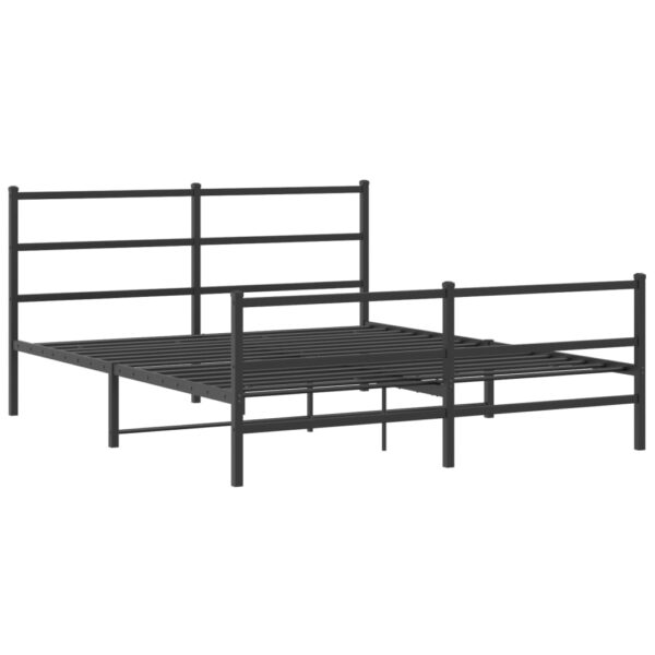 vidaXL Metal Bed Frame with Headboard and FootboardÂ Black 59.1"x78.7" - Image 2