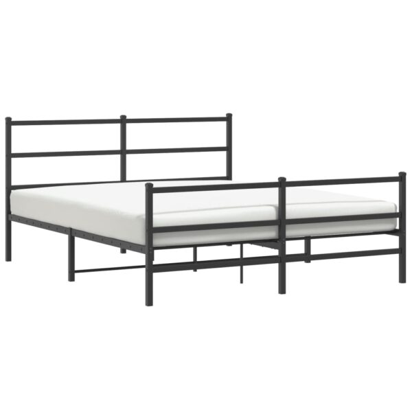 vidaXL Metal Bed Frame with Headboard and FootboardÂ Black 59.1"x78.7" - Image 4